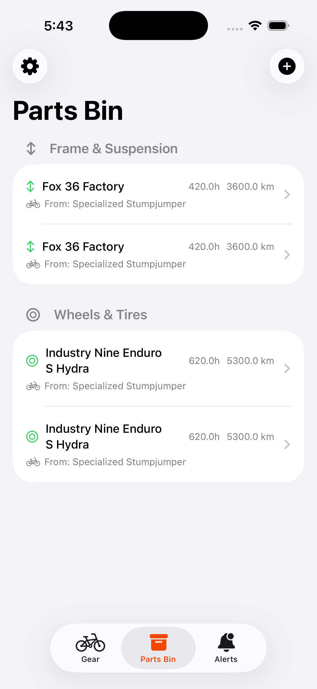 Parts bin with retired components